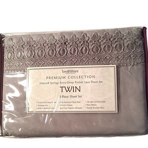 South Shore Vilano Springs Deep Pocket Lace Grey Microfiber Sheet Set Size Twin